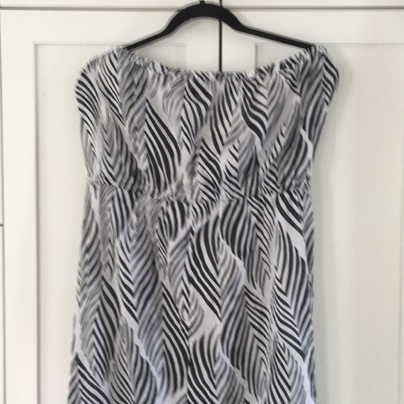 Talbots Strapless Feather Print Coverup Size L - Picture 4 of 4